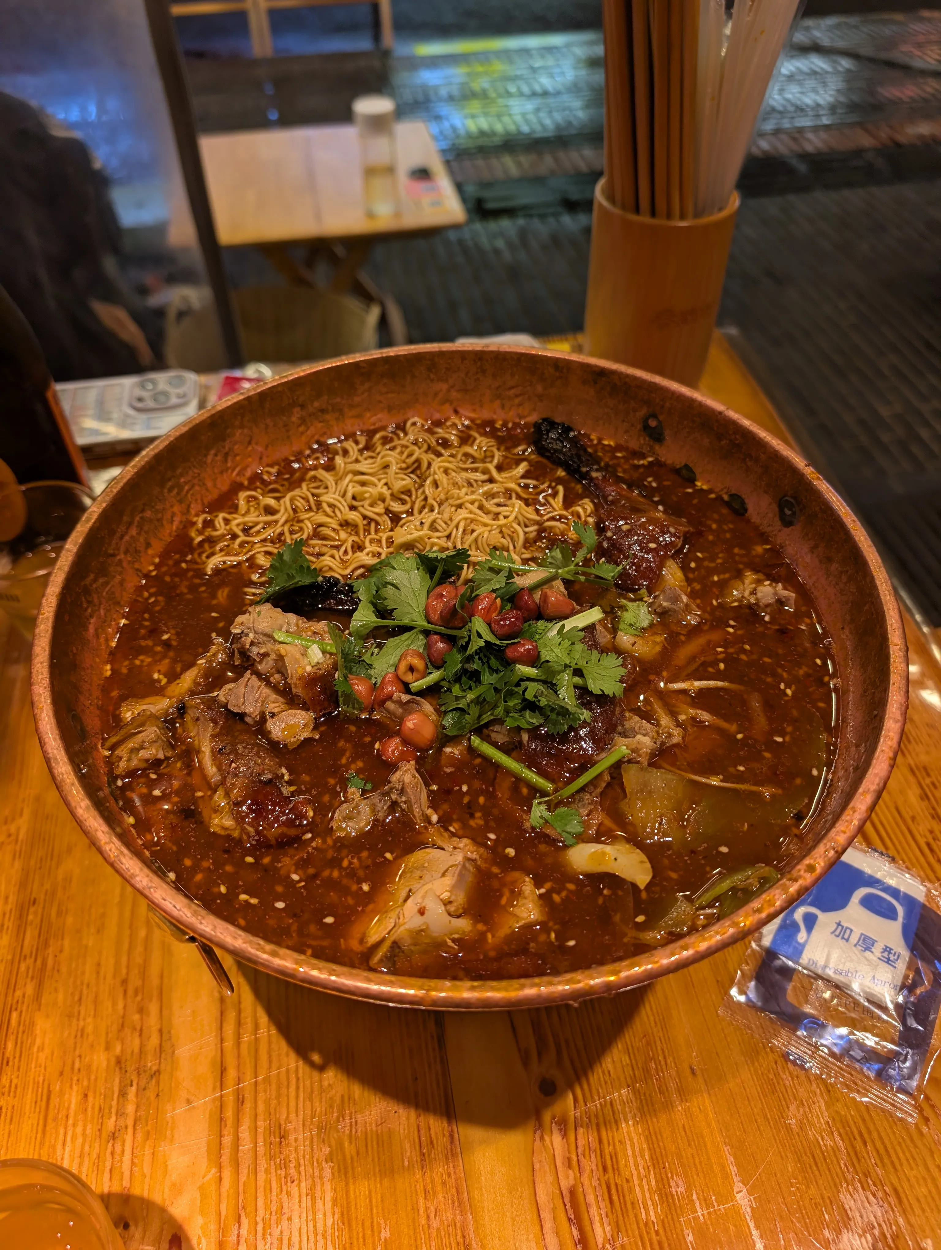 Duck hot pot in Chengdu.