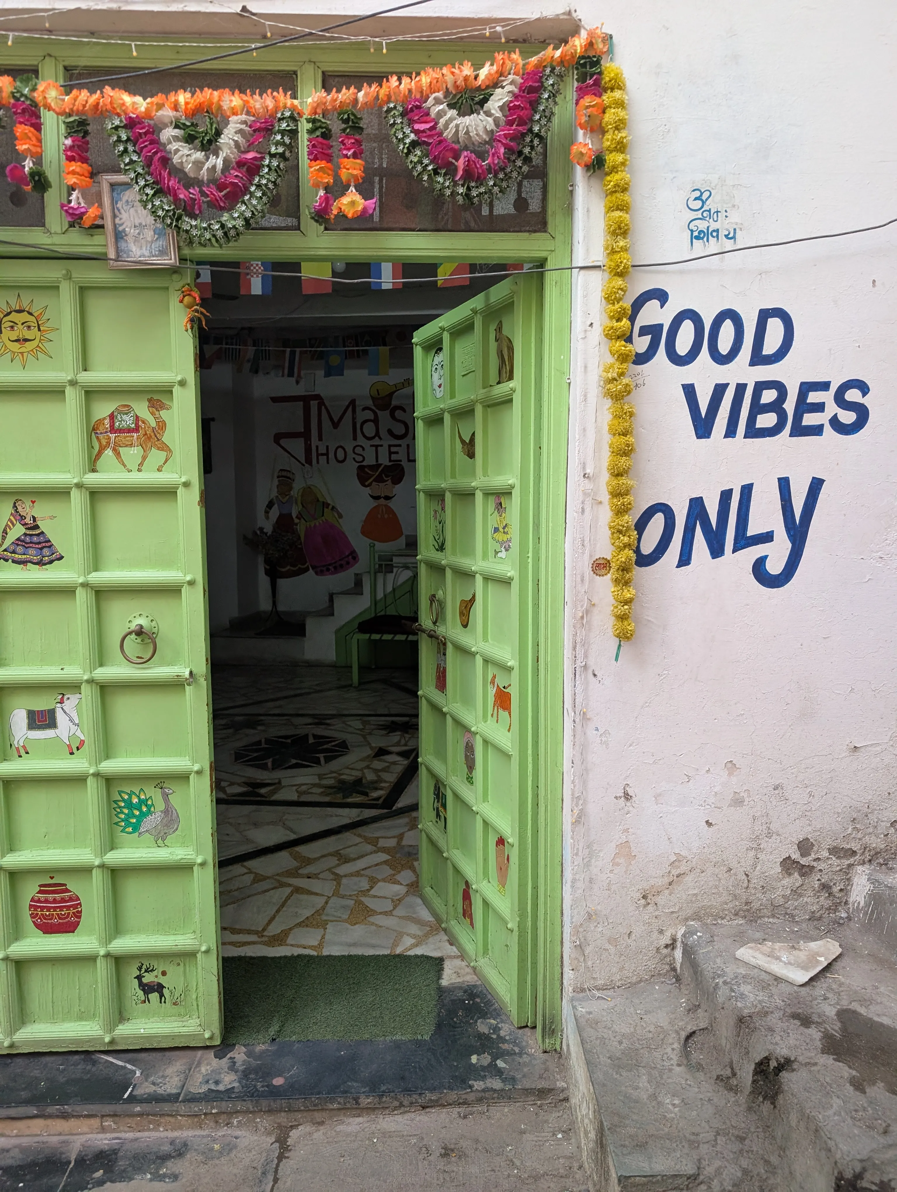 Hostel entrance in Udaipur.